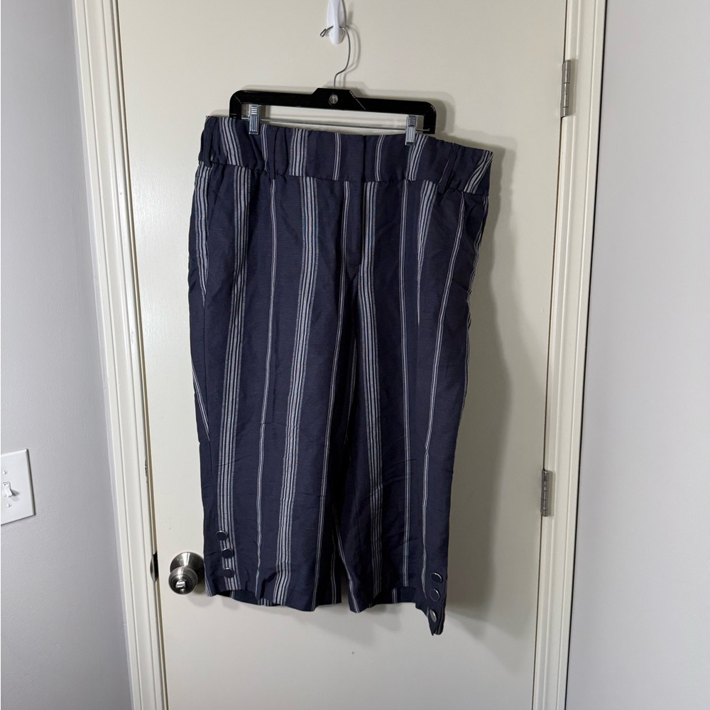 NWT Lane Bryant Striped High Rise Cropped Pants Plus Size 22W